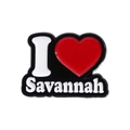 Spilla smaltata con testo I Love Savannah e cuore rosso lucido su fondo nero - Stile I Love Savannah (QHXZ189)