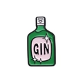 Pin de esmalte con forma de botella verde, texto GIN y detalle de corazón rosa - Estilo de Botella de Ginebra (QHXZ451)