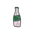 Pin de esmalte de botella de tónica rosa con banda verde y detalles de estrellas de moda - Estilo de Botella de Tónica (QHXZ452)