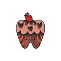 Cartoon Zahn Brosche aus Legierung mit Pink Cupcake Design und Emaille-Lächeln-Finish - Cupcake Stil (QHXZ677)