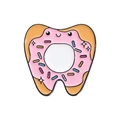 Spilla smaltata carina con dente e ciambella rosa in lega metallica creativa - Dente Ciambella Rosa (QHXZ678)