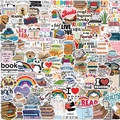 100 wasserfeste Aufkleber zum Thema Lesen mit bunten Buchzitaten und Tierillustrationen für DIY - Standard