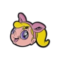 Pin esmaltado de chica anime con ojos morados y pelo rubio para bolsos o ropa - Estilo Niña con Trenzas (QHXZ372)
