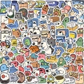 100 adesivi carini con animali per decorazione impermeabile di valigie e laptop - Predefinito