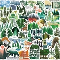 50pcs waterproof green forest vinyl stickers featuring nature animals for DIY laptop decor - Green Forest Theme