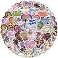 Set van 49 vintage hartvormige stickers met katten en honden voor DIY-decoratie - Hart Huisdier Patroon
