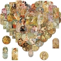 54er Set Vintage Art Nouveau Aufkleber Mit Alphonse Mucha Motiven Für DIY Deko - Jugendstil Aufkleber-Pack