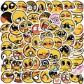 Pack of 60 yellow emoji graffiti stickers for laptop and luggage decoration - Emotional Yellow Emoji Style