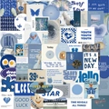 Set de pegatinas estéticas azules y blancas con arte de Monet y frases motivadoras - Estilo Estético Azul