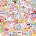80 stuks pretpark stickers met draaimolen en schattige cartoon dierenontwerpen - Pretpark Thema