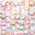 Set of 50 waterproof cartoon rainbow rabbit stickers for laptops and guitars - Rainbow Rabbit
