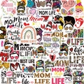 Set di 50 adesivi Mom Life con disegni di chignon leopardato per decorazioni fai-da-te - Stile a Tema Mom Life