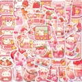 50-piece set of pink strawberry bear cartoon stickers for laptop and DIY decoration - Pink Bear Snack Sticker (PMS160)