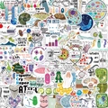 100 adesivi impermeabili di biologia e scienza per laptop con DNA e strumenti lab - Tema Scienza della Biologia (UU075UU076)