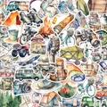 50pcs original watercolor outdoor camping stickers for laptop guitar travel suitcases - Outdoor Camping Series