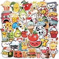 Set of 50 cute cartoon food and lifestyle waterproof stickers for DIY laptop decoration - Mood Life Doodle Style
