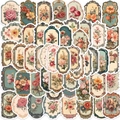 Set van 50 vintage bloemenstickers met klassieke frames voor scrapbooking en DIY-decoratie - Meerdelige set / Retro Bloemenstijl