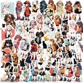 Set di 50 adesivi impermeabili ragazza anime e gatto per laptop e chitarra decor - Ragazza e Gatto