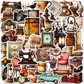 50 pieces of vintage aesthetic waterproof stickers for laptop and DIY decoration - Vintage Objects Set