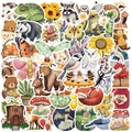 Set of 50 whimsical forest animal and botanical stickers for DIY laptop and guitar decor - Mysterious Forest