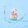 Miniature snowman figurine with pink hat and size labels 4.6cm height in resin - No. 14 Pink Scarf Snowman