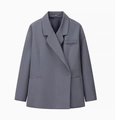 Detalle de chaqueta gris oscuro para mujer con solapa y botones laterales - S / Gris