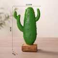 Nordic resin cactus decor in vibrant green with dark wood base, 20CM height - 20cm Cactus Hand