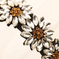 Luxe zwarte stoffen haarband met amberkleurige zonnebloem-strass-stenen en kristal - Wit