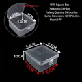 Clear PP square plastic organizer box with flip lid lock and 9.5x9.5x4.5cm dimensions - 4595 Square Box (9.5*9.5*4.5cm)