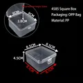 Square transparent PP plastic organizer box with flip lid, dimensions 8.5x8.5x4.5cm - 4585 Square Box (8.5*8.5*4.5cm)