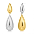 Polished titanium steel asymmetrical teardrop earrings in gold and silver finish - Two Colors