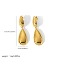 Polished gold teardrop earrings detail with measurements 5.61cm height and 1.51cm width - Gold