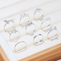 Ensemble de 9 bagues argentées avec motifs animaux et cœurs mignons pour filles et femmes - Style Animal Mignon