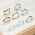 Set of 8 colorful children's rings with daisy and butterfly motifs in display box - Gold Silver Heart Wing Style