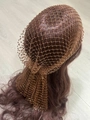 Handmade hollow fishnet headpiece in bronze gold with sparkling rhinestones for women - Coffee