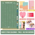 Romantisches Geschenkset für Paare mit 100 Bucket List Poster und süßem Zubehör - Luxus-Set (Mit Zubehör/Gutscheinen) / Grüne Pärchen-Schriftrolle