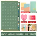 Set calendario 100 cose per coppie con album verde menta e tampone per timbri - Set Accessori / Pergamena di Coppia Verde