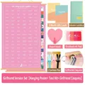 Set regalo rosa per fidanzata con 100 cose per coppie e accessori coordinati - Set Voucher Fidanzata / Pergamena di Coppia Rosa
