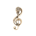 Vintage Gold Mikrofon und Notenschlüssel Musik Brosche aus hochwertiger Legierung - Gold