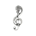 Retro-Silber-Violinschlüssel- und Mikrofon-Brosche mit Vintage-Musikästhetik - Silber
