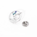 Zilveren microscoop broche met kleurrijke strass-steentjes en vlindersluiting - Zilver