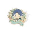 Anime metal badge featuring blue hair boy character with golden enamel finish - Tang San