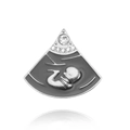 Ultrasone babybroche in zilveren afwerking met strassteentjes en emaille - Zilveren Stijl (XZ470)
