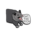 Inosuke anime enamel pin featuring Eat The Rich slogan and roaring cartoon boar design - Gray Opossum Style (XZ1415)