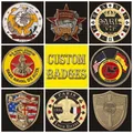 Assorted custom metal pins and coins featuring Eiffel Tower and Soviet memorial designs - Commemorative Badge Style (DZA0O1)