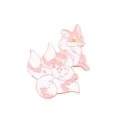 Broche en émail renard Kitsune à neuf queues rose avec fleurs de cerisier et bords dorés - Style Renard à Neuf Queues Rose Fleur de Cerisier