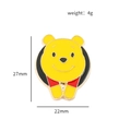 Macro view of cartoon bear enamel pin with precise 27mm height and 22mm width dimensions - Round Frame Yellow Bear Style (xz1603)