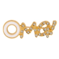 Prachtige OMG letter broche in goudkleur met wit emaille en micro strassteentjes - OMG Stijl