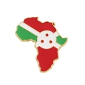 Burundi flag enamel pin in Africa map shape with premium gold finish metal badge - Burundi Map