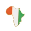 Ivory Coast flag colors on African continent map enamel pin with gold metal finish - Cote d'Ivoire Map